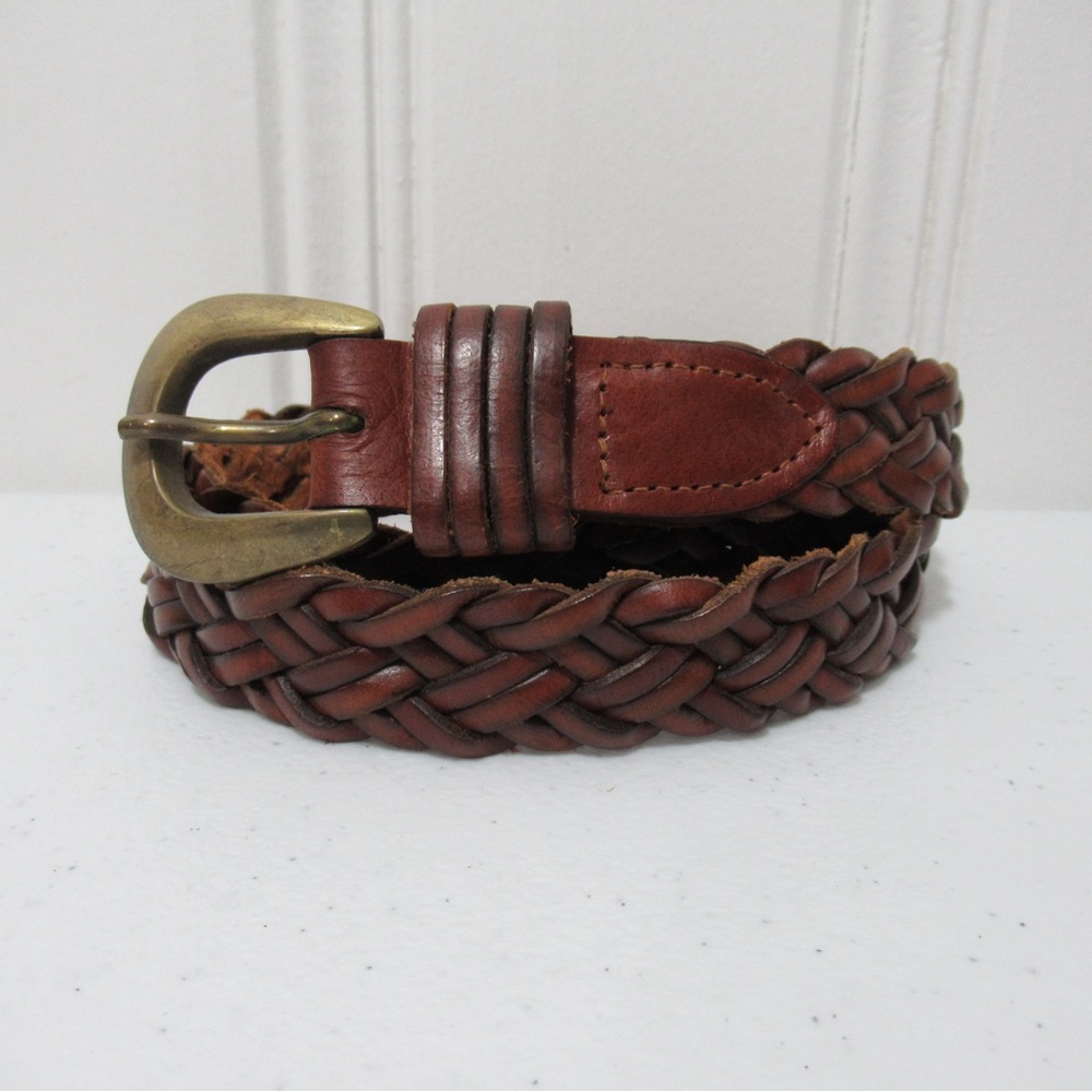 Charter Club Vintage Bohemian Brown Braided Leather Belt Size Medium
